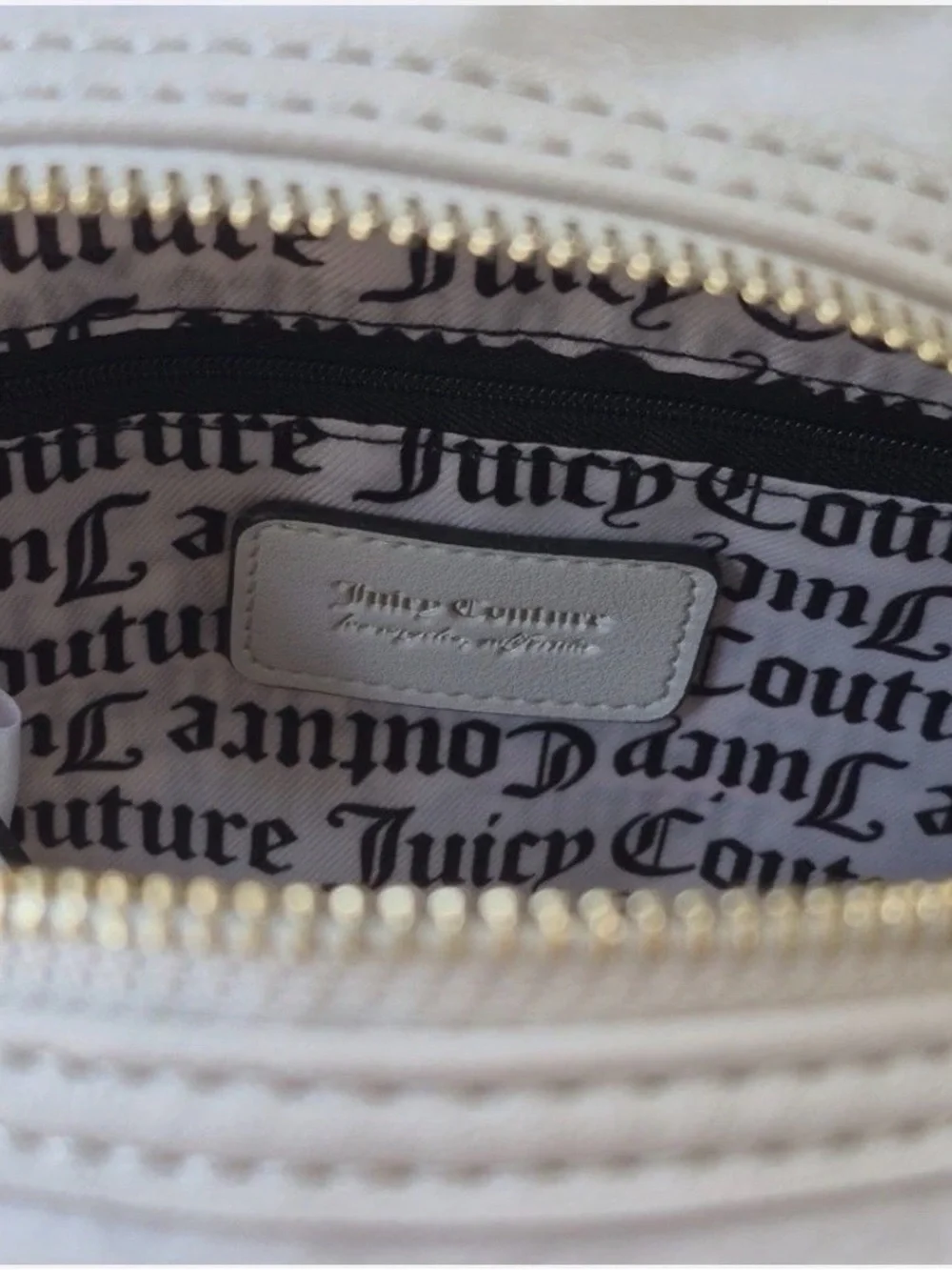 Juicy Couture Angel Big Spender Backpack Ivory Velvet  Bling Logo  Y2K Glam